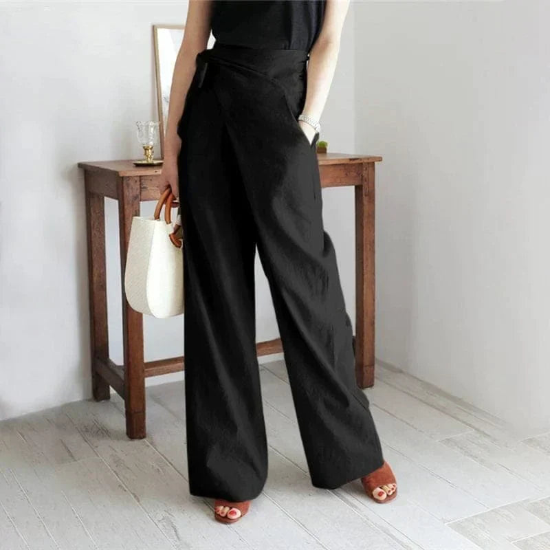 Nerthus - High-waisted pants with bow fastening