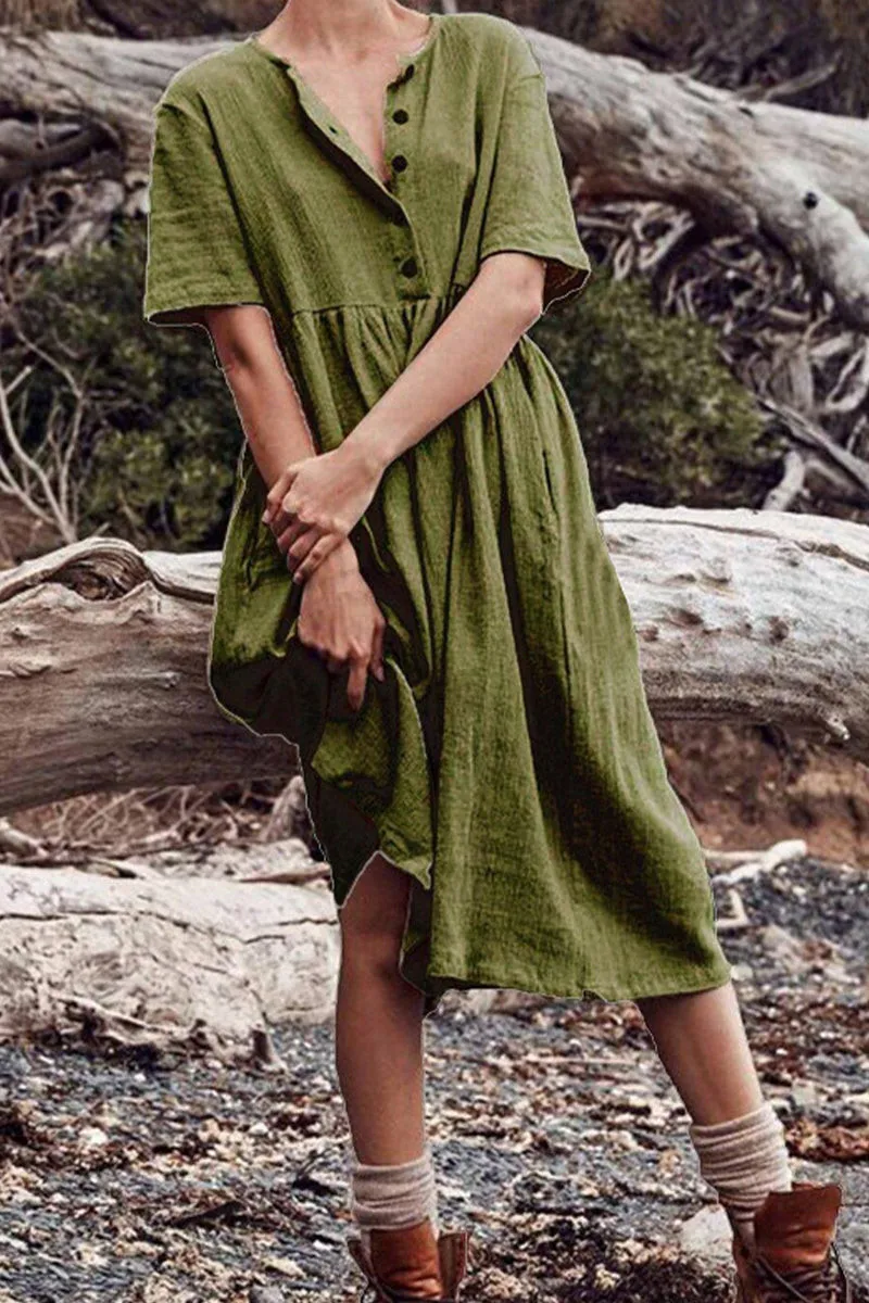 Mc | Simple patchwork dress with O-neck and A-line.