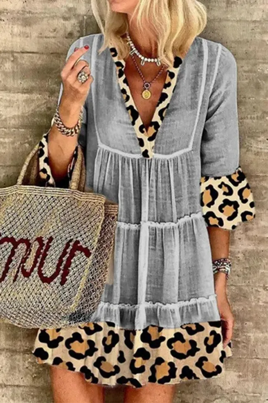 LD Casual dress with leopard print and lace details
