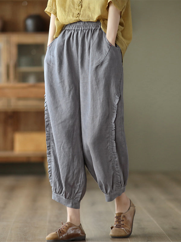 Chike - Short harem pants with ruffles
