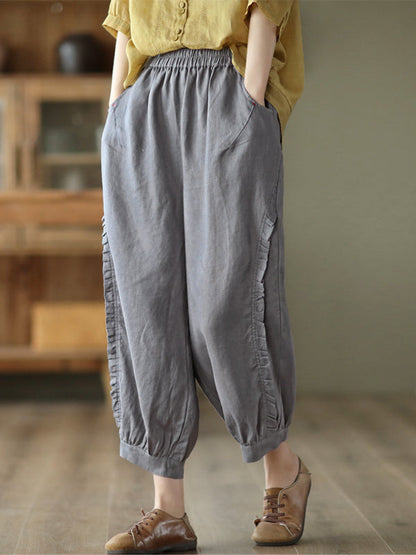 Chike - Short harem pants with ruffles