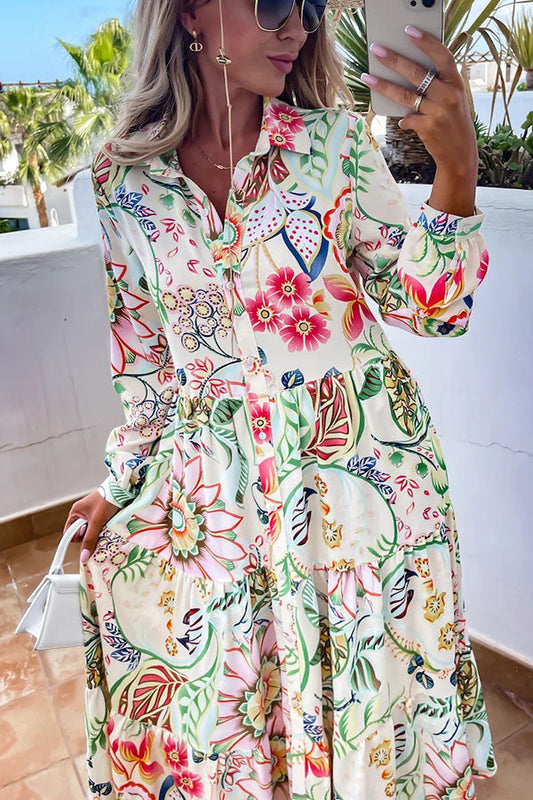 LP | Midi shirt dress with floral print.