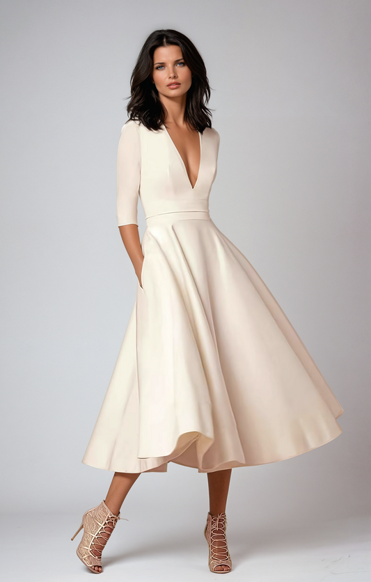 Faye - 1960s retro trapeze flared dress.