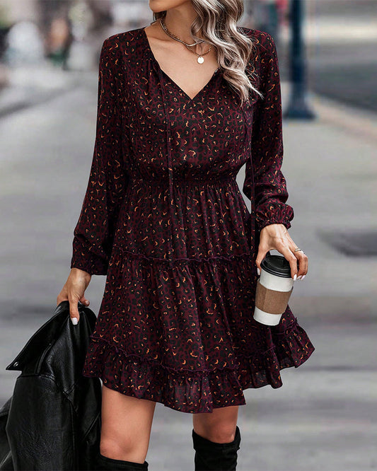 LP | V-neck dress and A-line print