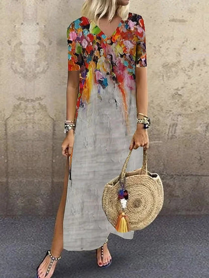 LP | Printed casual v-neck dress for women