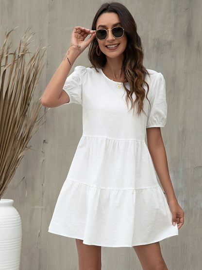 LD | A-line skirt puff sleeves European dress