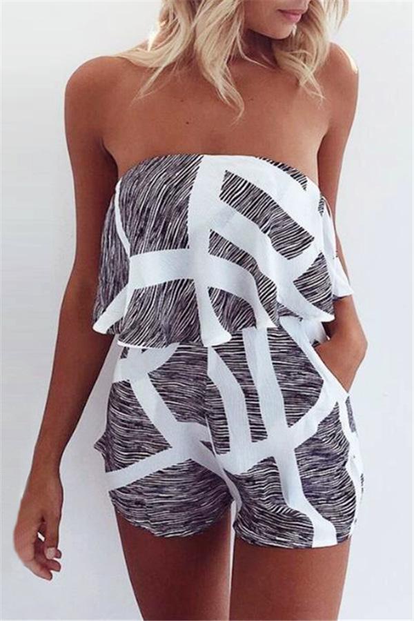 LD Casual marbled off-shoulder jumpsuit