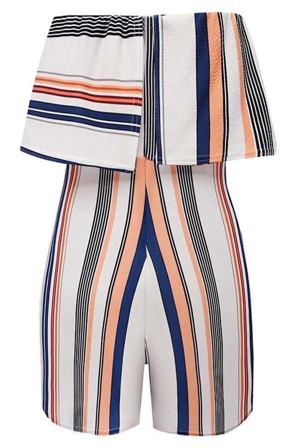 LD Casual striped off-the-shoulder jumpsuit