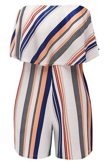 LD Casual striped off-the-shoulder jumpsuit