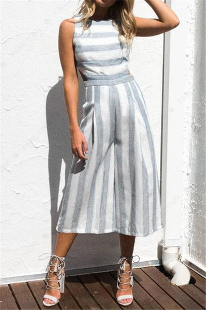 Casual striped jumpsuit with wide legs