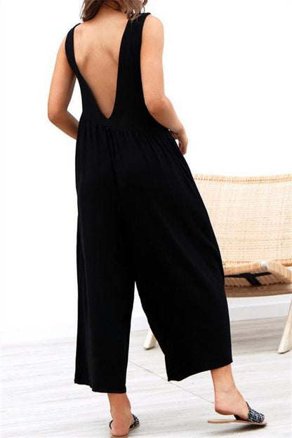 Casual Vest Wide-Pipe Jumpsuit