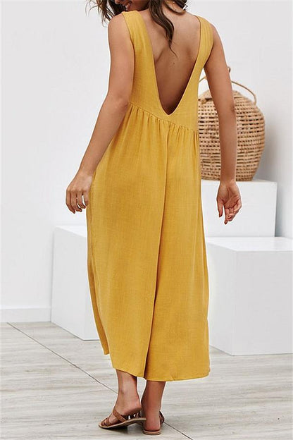 Casual Vest Wide-Pipe Jumpsuit