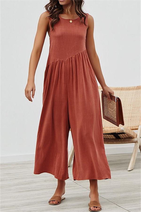Casual Vest Wide-Pipe Jumpsuit