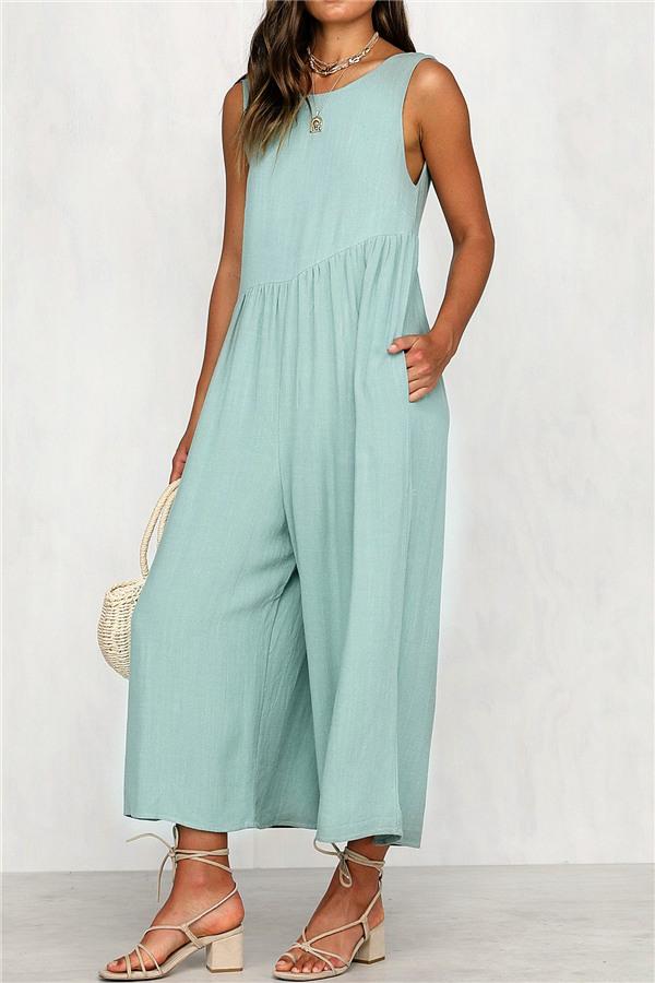 Casual Vest Wide-Pipe Jumpsuit