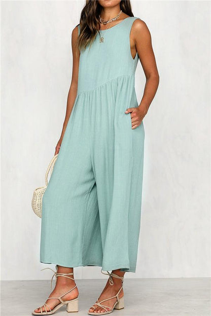Casual Vest Wide-Pipe Jumpsuit