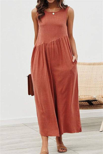 Casual Vest Wide-Pipe Jumpsuit