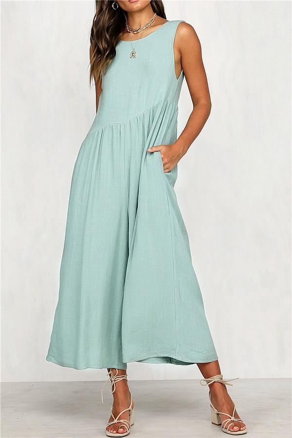 Casual Vest Wide-Pipe Jumpsuit