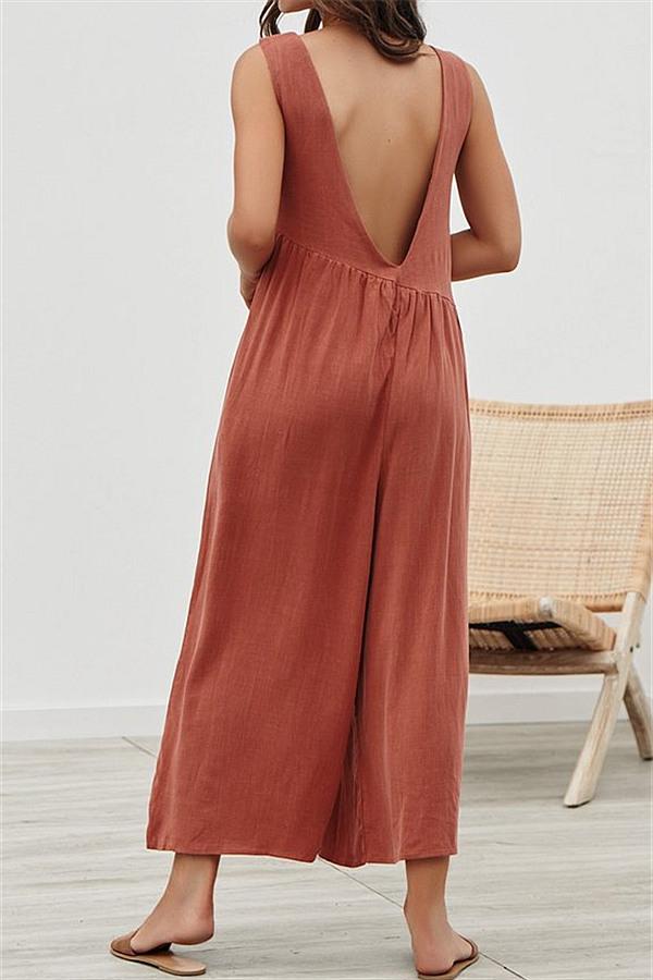 Casual Vest Wide-Pipe Jumpsuit