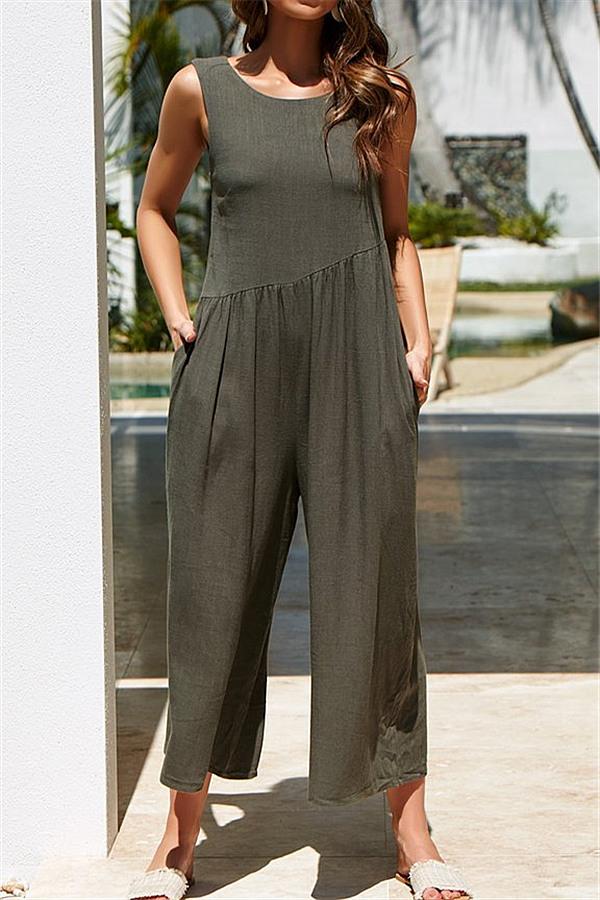 Casual Vest Wide-Pipe Jumpsuit