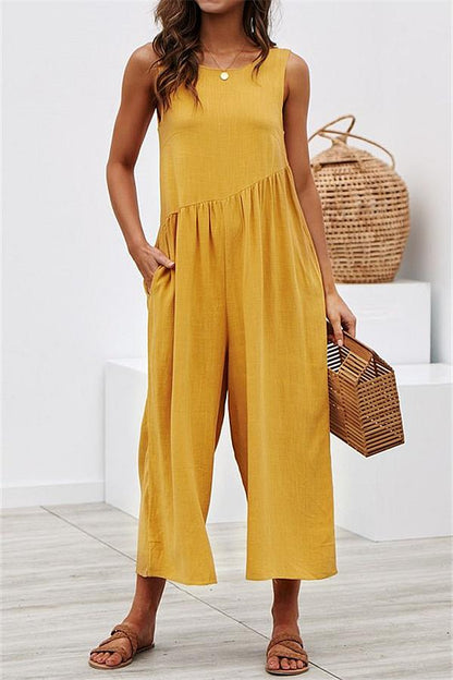 Casual Vest Wide-Pipe Jumpsuit