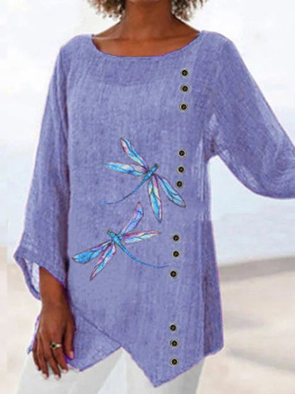 LP | Shirt with dragonflies print and V-neckline