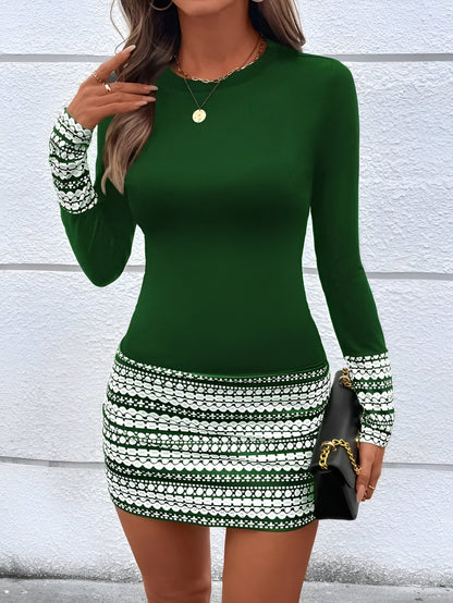 Mc | Striped bodycon mini dress with round neckline