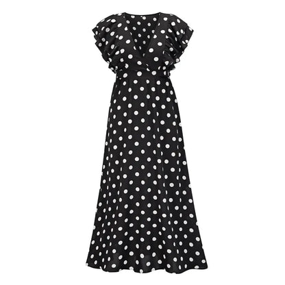 LP | Elegant floral dress with flounced sleeves and chiffon V-neckline