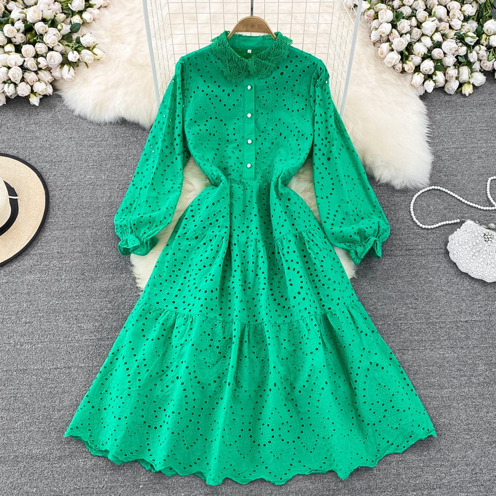 LP | long-sleeved dress with hollowed-out lapels