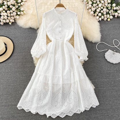 LP | long-sleeved dress with hollowed-out lapels