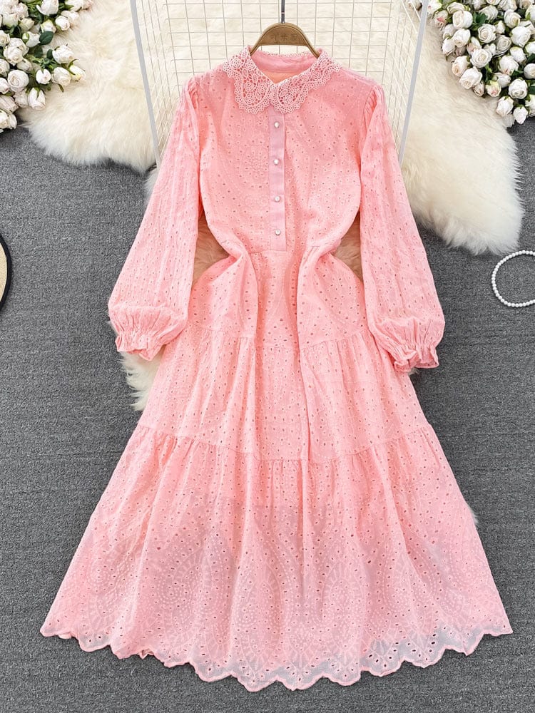 LP | long-sleeved dress with hollowed-out lapels