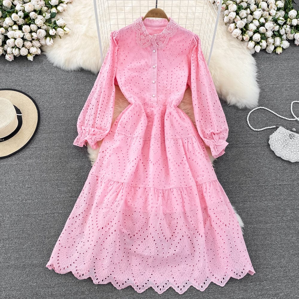 LP | long-sleeved dress with hollowed-out lapels