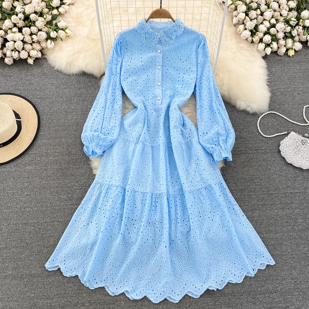 LP | long-sleeved dress with hollowed-out lapels