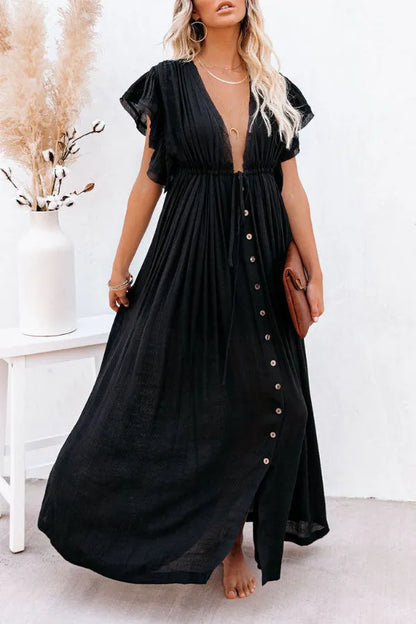 Fairy Air dress with V-neck and sleeves with ruffles
