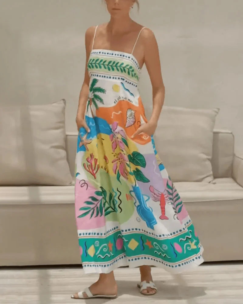 Summer Print Dress Summer Island Vacation