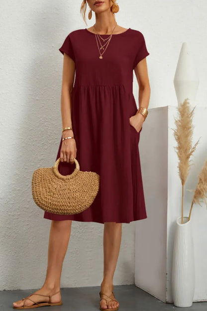 LP | Casual short-sleeved linen dress
