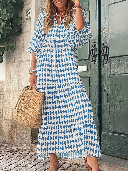 Mc | Maxi boho loose-fitting dress with floral print.