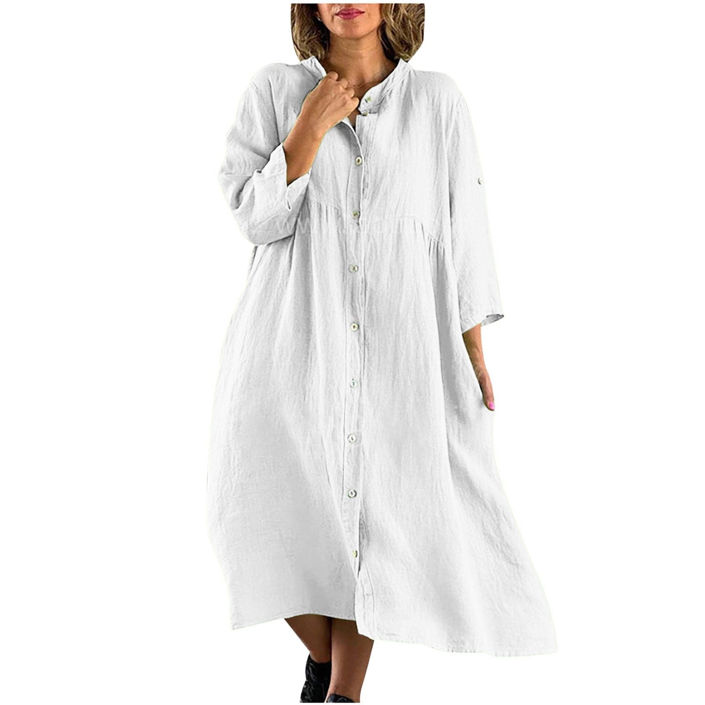 LP | Long casual dress in cotton and linen