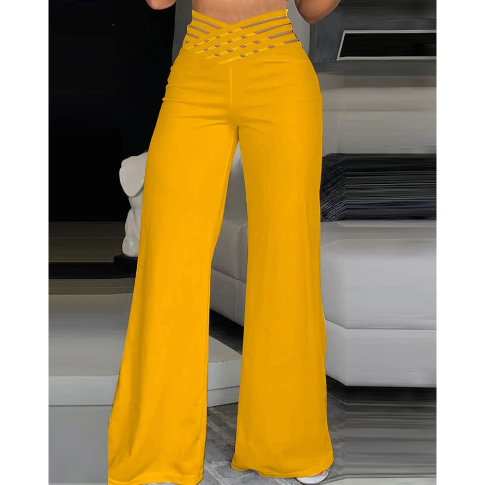 LP | Flared pants in spandex with crisscrossed waist