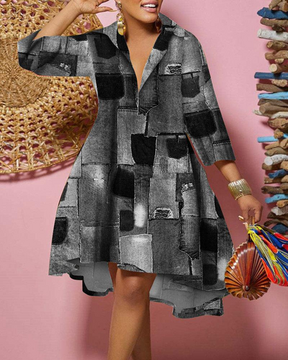 LP | Printed knee-length dress with three-quarter sleeves