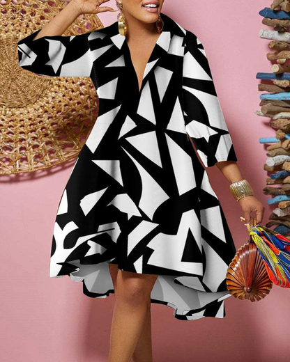 LP | Printed knee-length dress with three-quarter sleeves