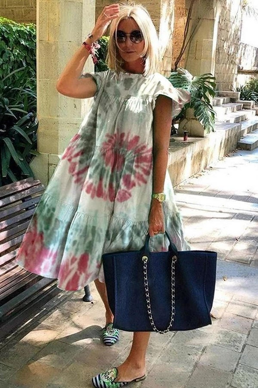 LP | A-line dress with charming and soft print