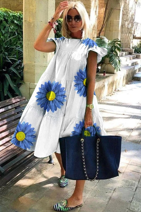 LP | A-line dress with charming and soft print