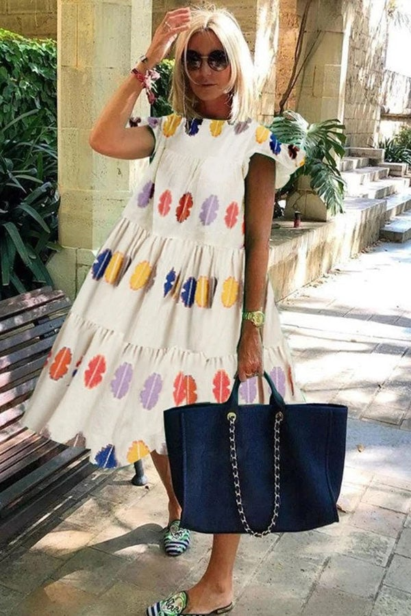 LP | A-line dress with charming and soft print