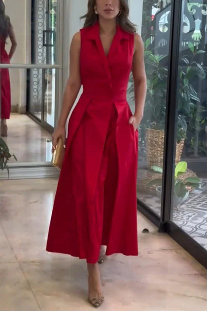 Maxi dress with polka dots and pockets