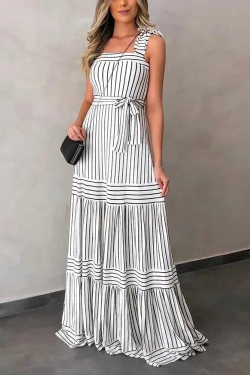 LP | Long dress with bow and striped belt