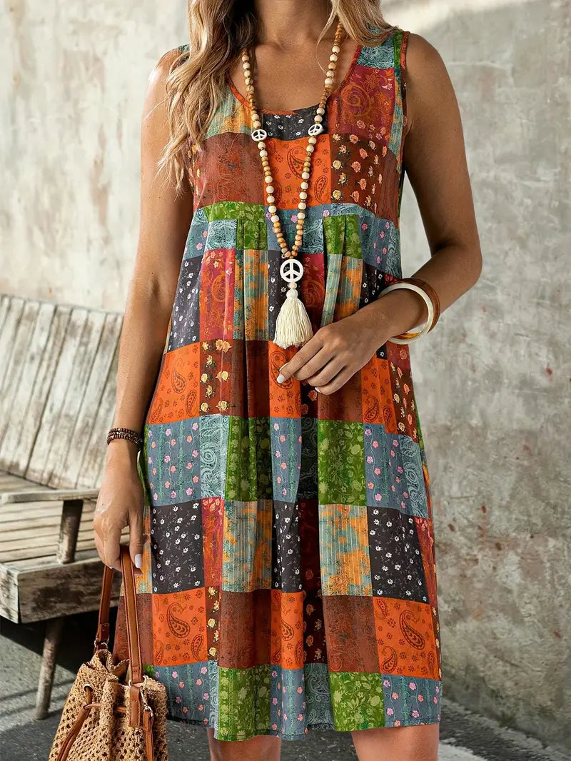 LP | Patchwork boho sleeveless dress
