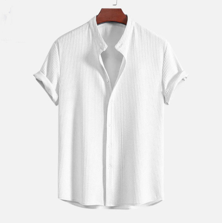 Noble™ - Ribbed stand-up collar shirt, muscular fit