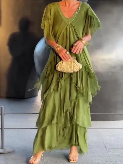 Mc | Maxi dress-elegant with plunging neckline