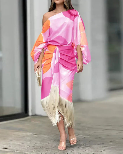 LP | Silk satin one-shoulder dress