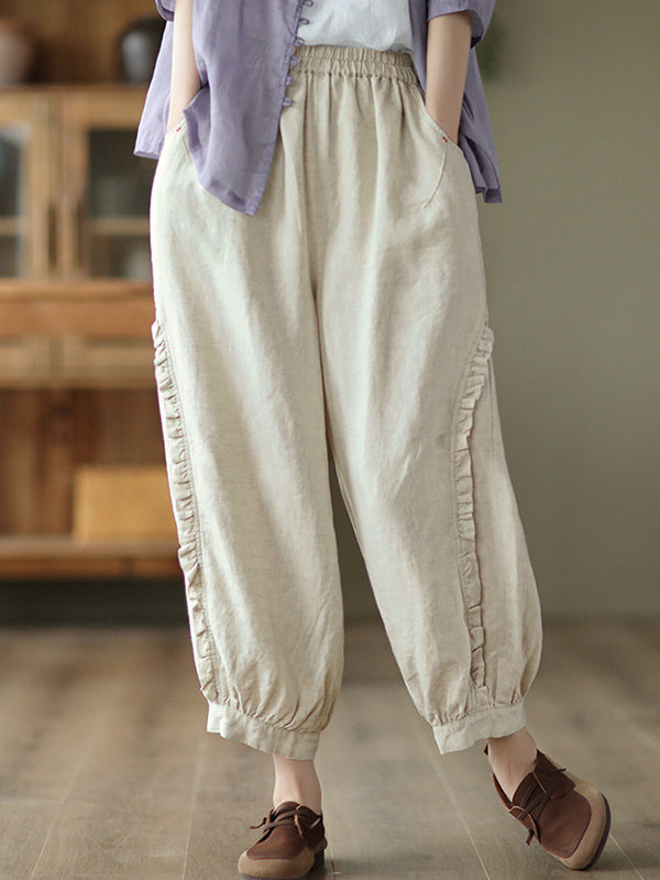 Chike - Short harem pants with ruffles